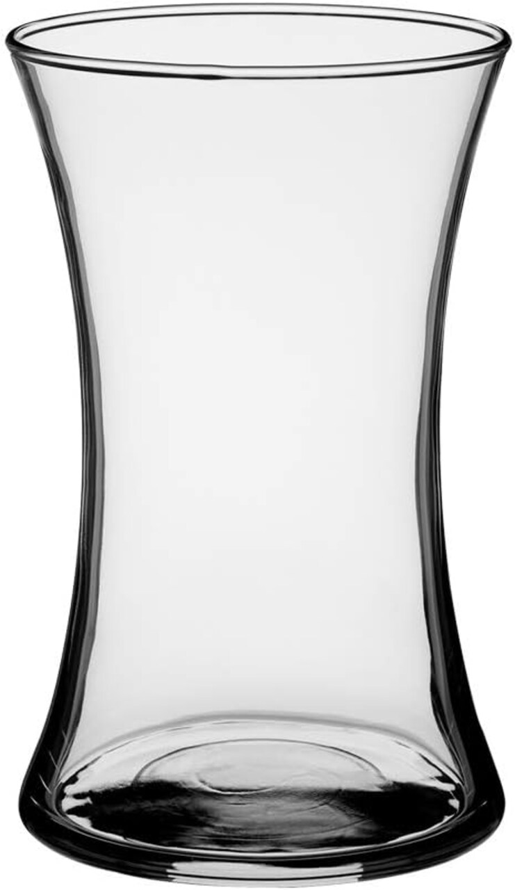 8" Clear Gathering Vase and Flower Guide Booklet - Decorative Glass Flower Vase for Floral Arrangements, Weddings, Home Decor or Office.